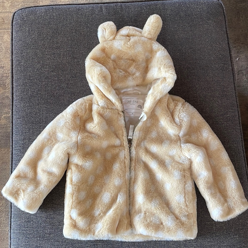 Super Soft Polka Dot Jacket with Ears 3T